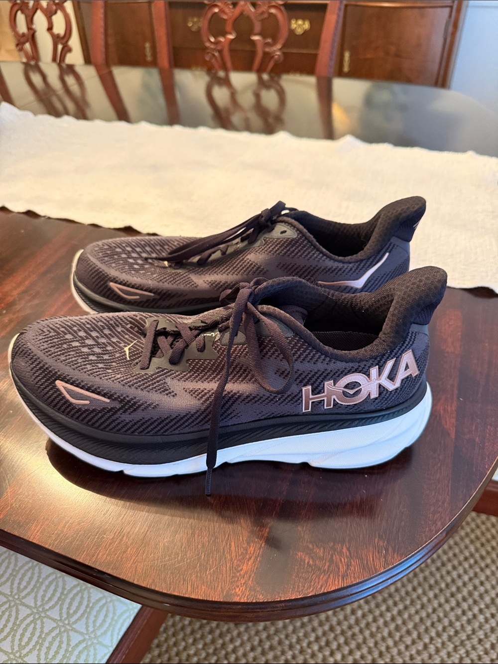 Hoka Women’s Black and Pink Athletic Running Shoes